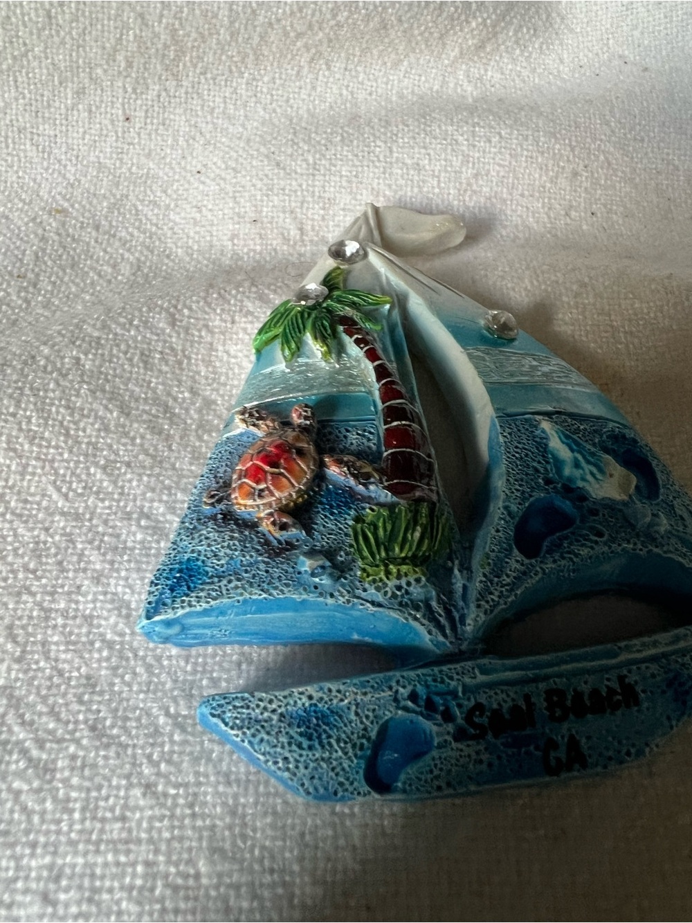 sailboat magnet from Seal Beach, CA, features a turtle and palm tree design - Picture 5 of 9